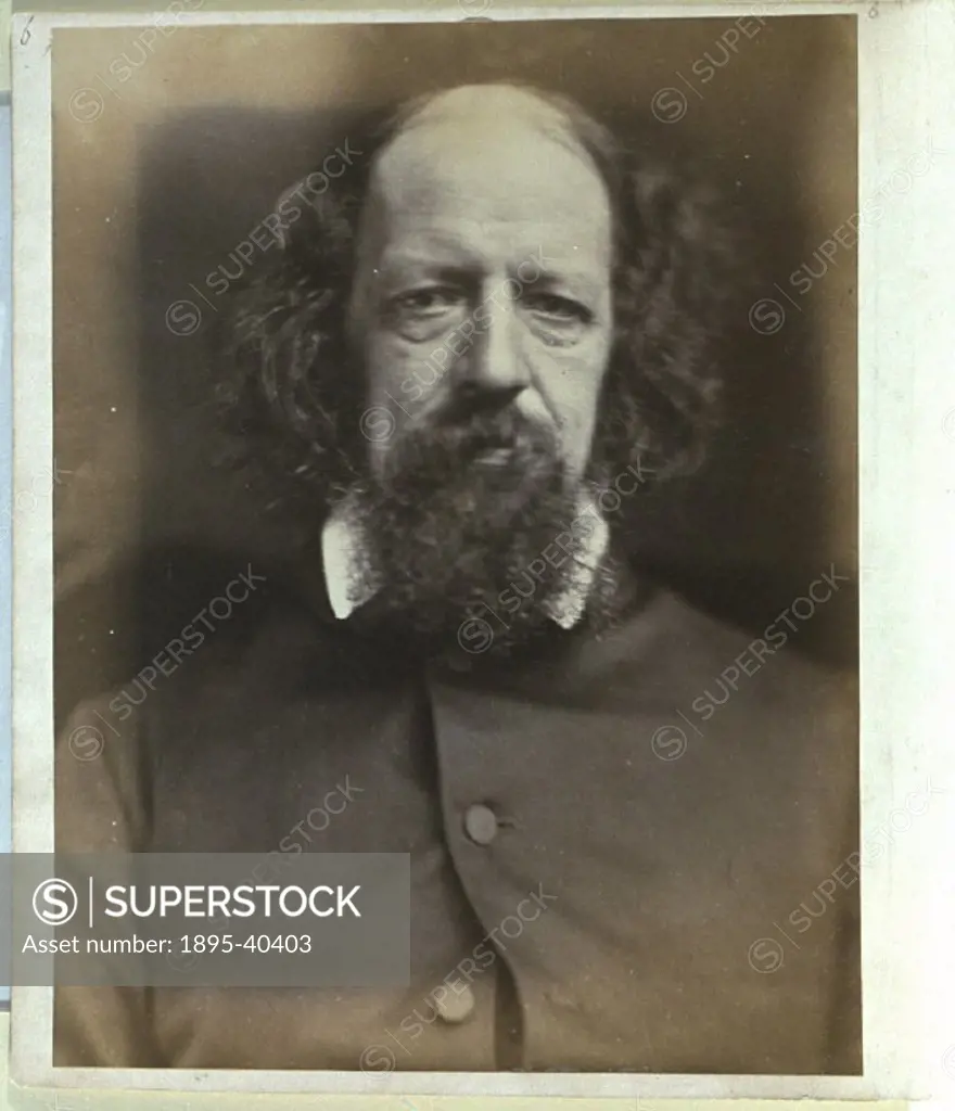 Photograph by Julia Margaret Cameron (1815-1879) of the poet Alfred Lord Tennyson (1809-1892). Tennyson was Poet Laureate and was made a peer. One of ...