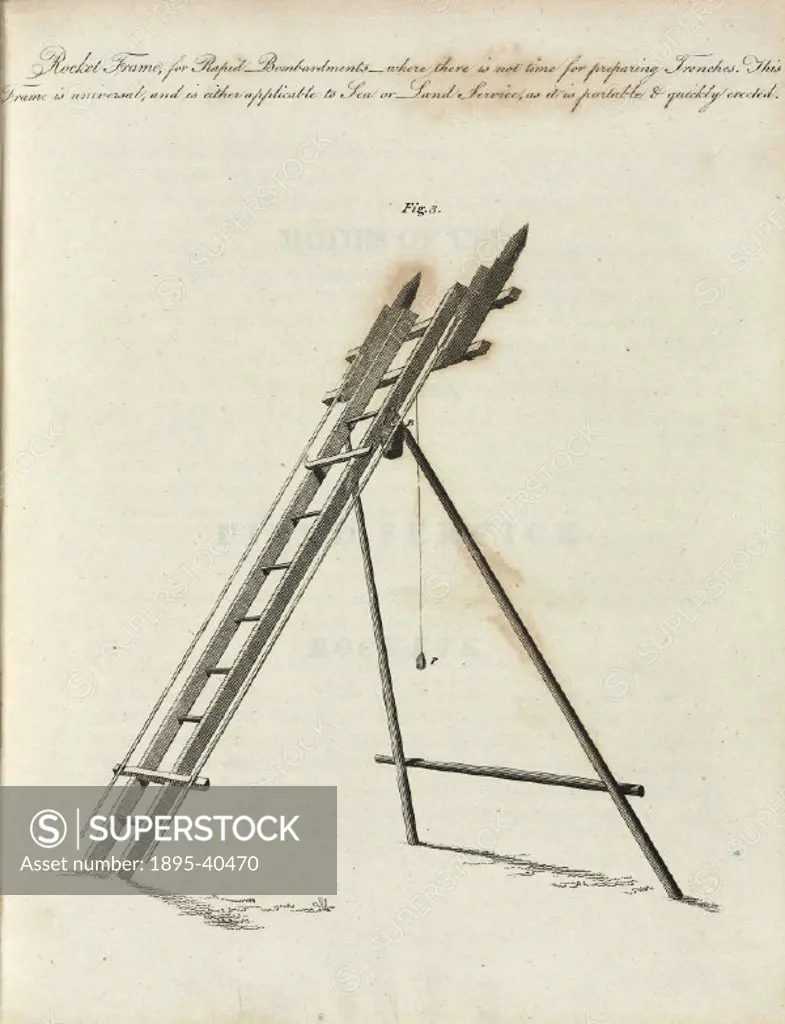 Plate from A Concise Account of the Origin and Progress of the Rocket System’ by Sir William Congreve (1772-1828), published in London in 1810. After...