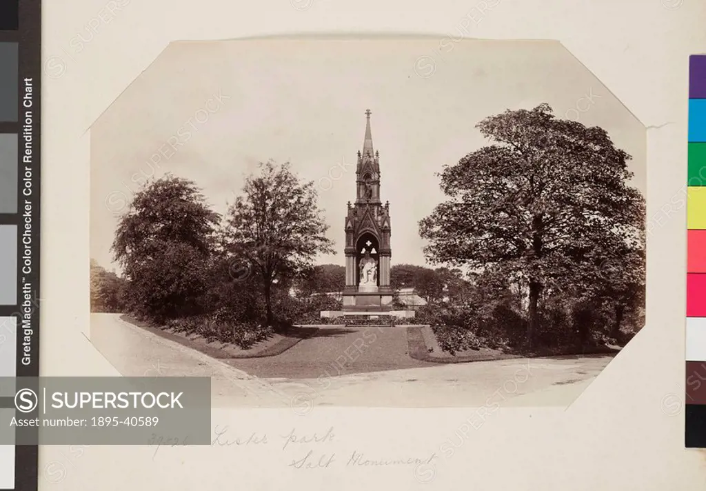 Monument to Titus Salt, Lister Park, Bradford, c 1895 Monument to textiles industrialist Titus Salt  Photograph by Frith & Co  Francis Firth 1822-1898...