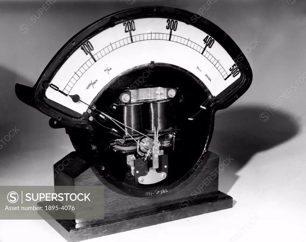 Sector pattern switchboard wattmeter. Made by Metropolitan Vickers. The wattmeter measures the power dissipated in an electrical circuit. The need to ...