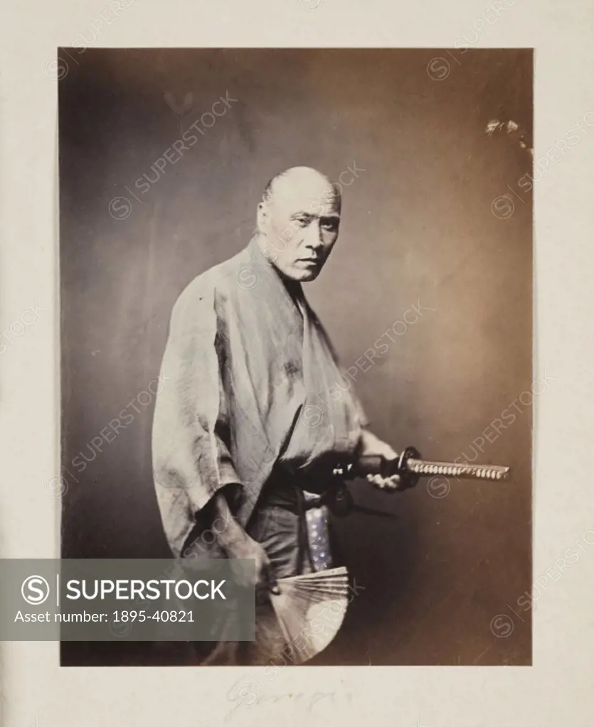 Samurai, c 1865.Photograph by Felice Beato (c 1825-1908). One of the first war photographers, Venetian-born Beato worked with James Robertson in the M...