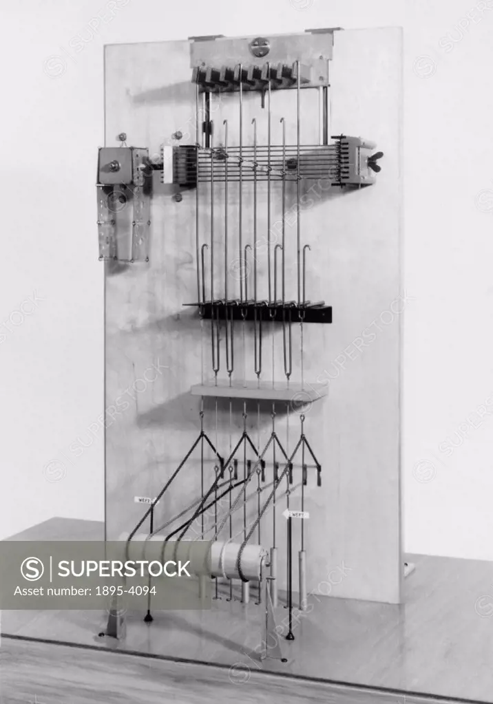 Demonstration model of the principle of the Jacquard mechanism, c 1960s. The Jacquard loom, invented by Joseph Marie Jacquard (1752-1834), using a pun...