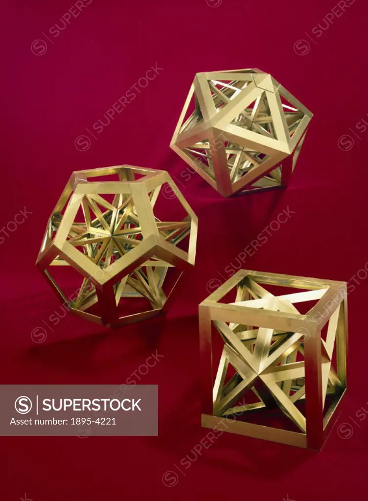 These are three of the five skeletal polyhedra associated with the physicist Robert Boyle (1627-1691). They have been extensively restored. Since anci...