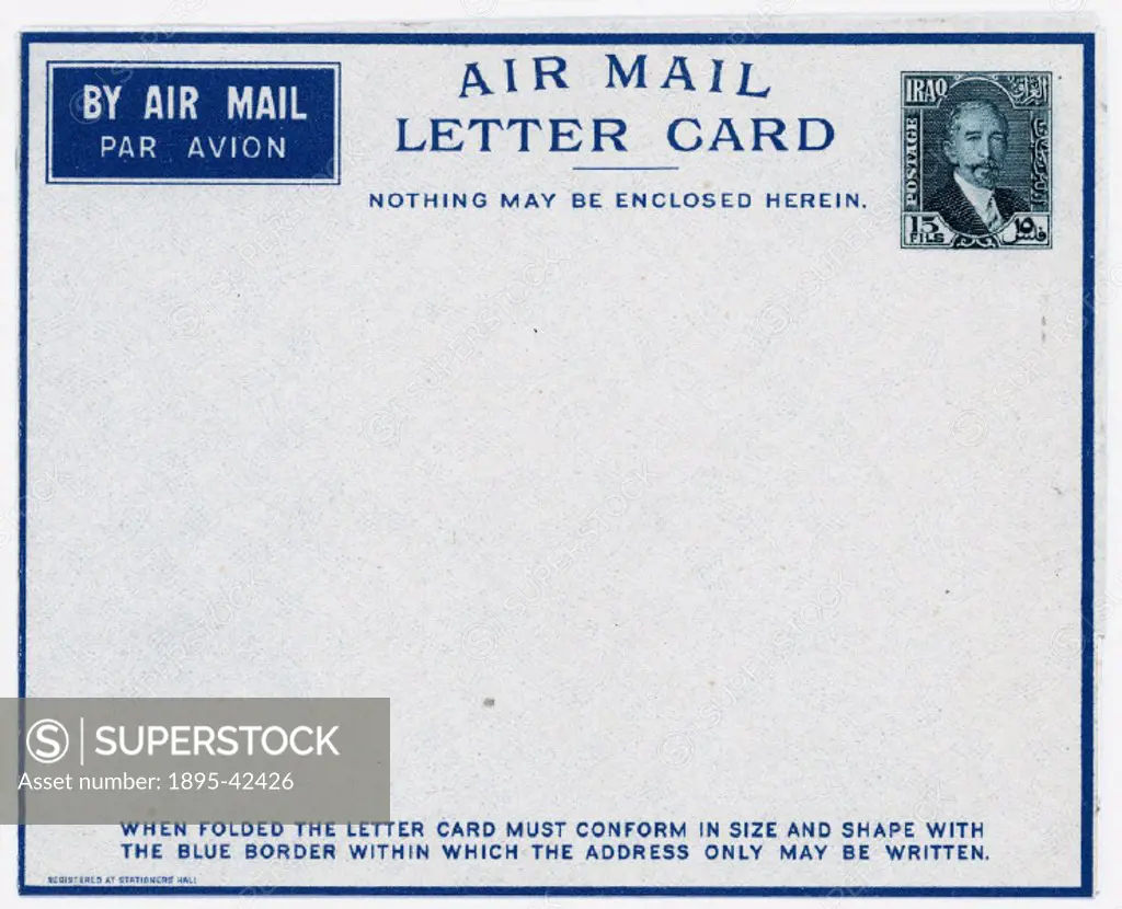 Air mail letter card collected by Miss Winifred Penn-Gaskell (d.1949). Covering the development of international air post 1870-1950.
