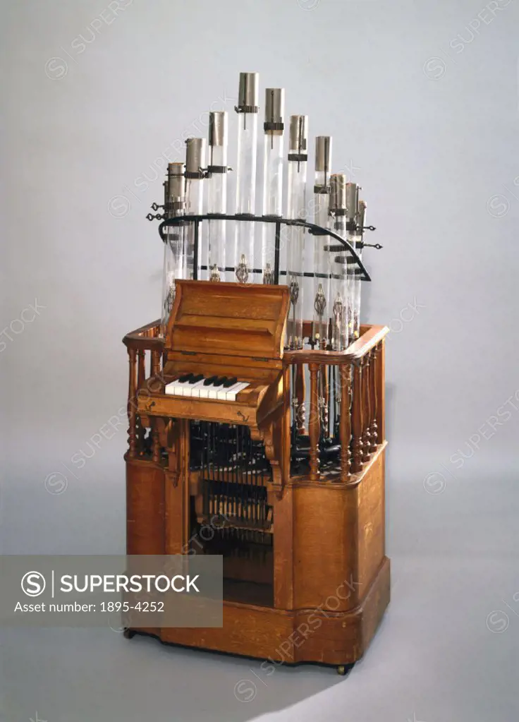 The Pyrophone, a musical instrument in which the notes are produced by singing’ flames. It was invented by Georges Frederic Kastner in 1869. In each ...