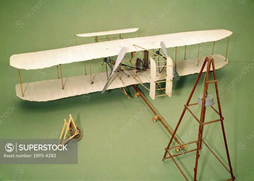Model (scale 1:10). Orville Wright (1871-1948) and Wilbur Wright (1867-1912) made the worlds first controlled and powered flights on 17th December 19...