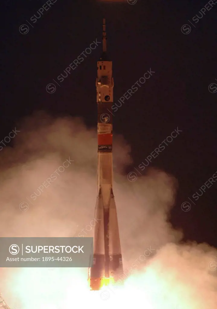 A Russian Soyuz spacecraft blasts off from the Baikonur Cosmodrome in Kazakhstan on Thursday, April 14, en route to the International Space Station wi...