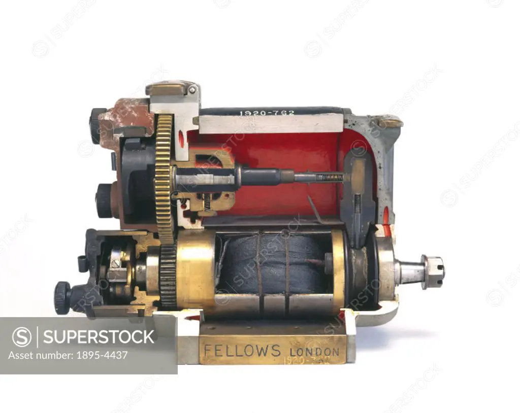 This is a sectioned magneto of normal type used for igniting the explosive mixture of fuel and air in a four cylinder motor car engine. It is enclosed...