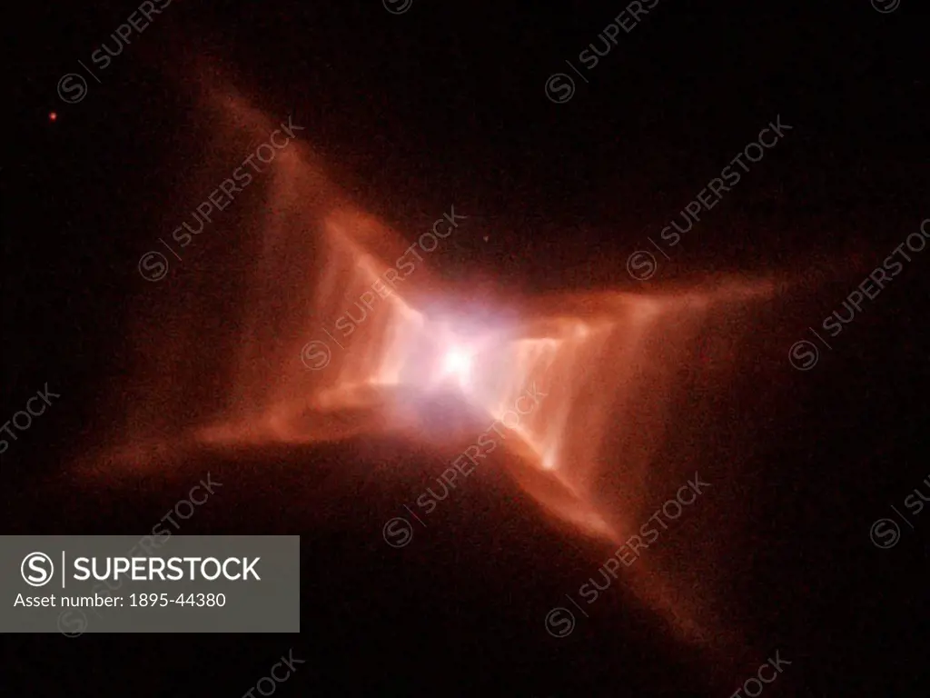 Ladder-like structures of gas and dust surrounding a dying star. This image, taken with NASA´s Hubble Space Telescope, reveals startling new details o...