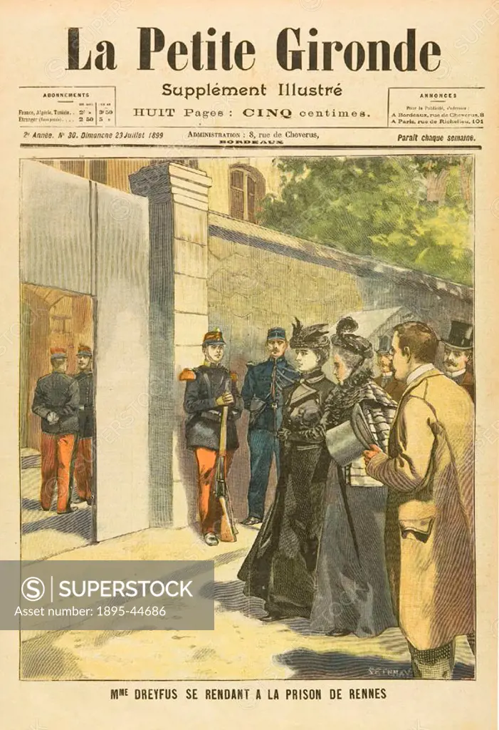 Illustration from La Petite Gironde’. The Dreyfus Affair was a political scandal which divided France for many years during the late 19th century. It...