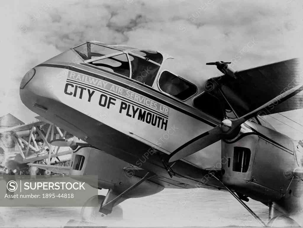 Railway Air Services aeroplane, c 1930s RAS City of Plymouth’ aircraft at Croydon  DH 84 Dragon II 