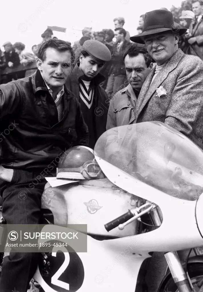 Motorcyclist Mike Hailwood and his father, June 1960.