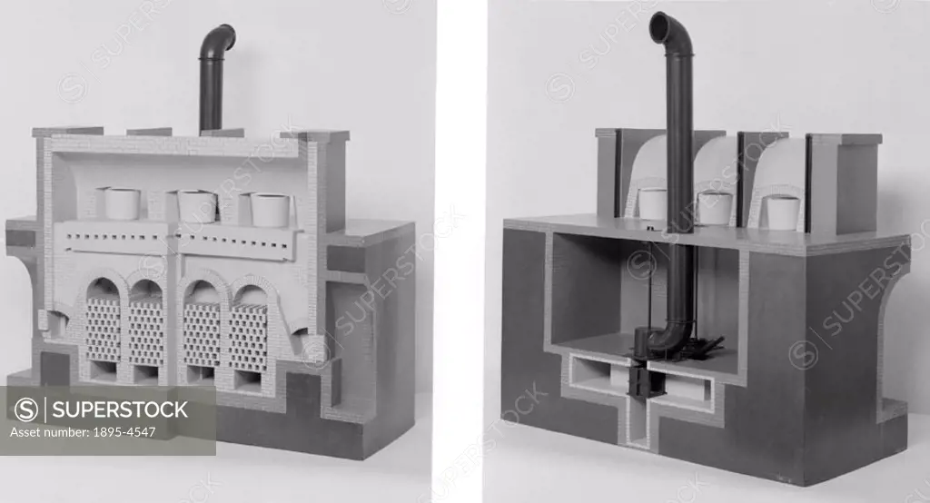 Model of Siemens regenerative furnace for glass melting.