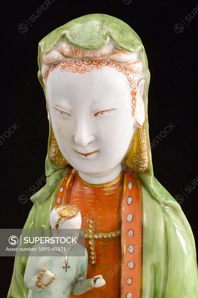 Chinese goddess of maternity Porcelain statue representing a female deity connected with motherhood