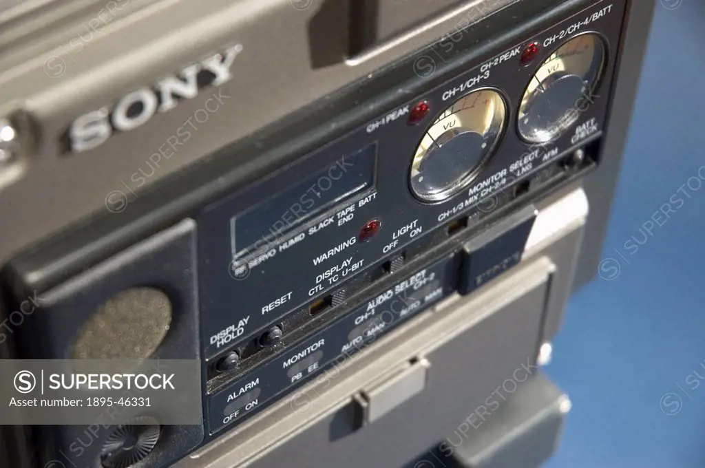 Detail of a Sony Betacam Camcorder, 1985 Launched in 1982, the original professional Betacam system used the same cassette shell as the domestic Betam...