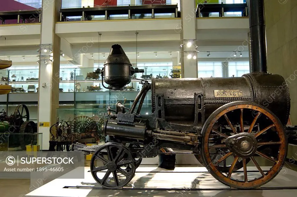 Stephensons ‘Rocket locomotive, 1829 Stephenson´s ´Rocket´ 1829 on display at the Science Museum in 2007  The first modern steam locomotive was desi...