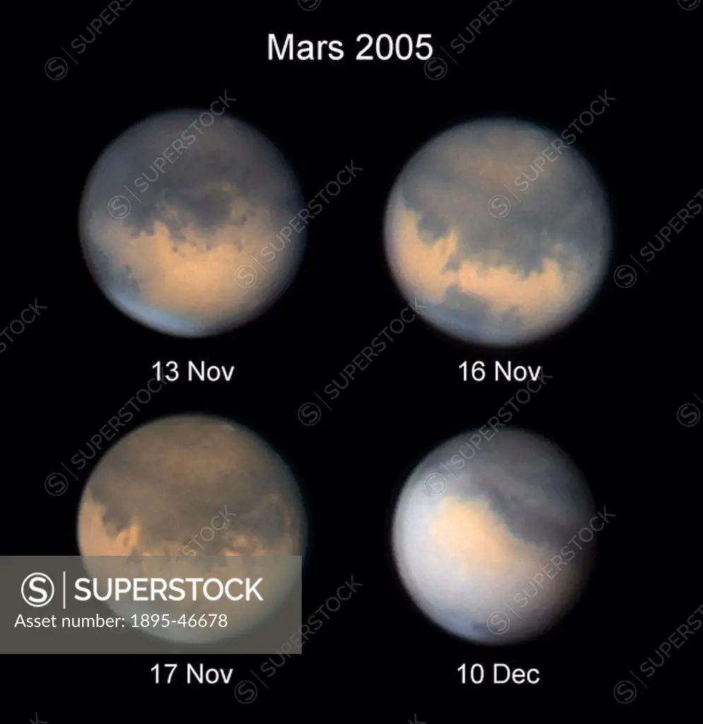 Mars, 2005 This set of Mars images were taken during November and December 2005 using a webcam attached to a Schmidt Cassegrain telescope  Photograph ...