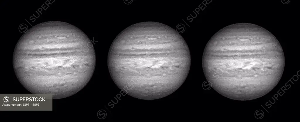 Jupiter in infrared light, 2005 These Jupiter images were taken on the evening of 24 March 2005 using a mono webcam attached to a 14-inch Schmidt-Cass...