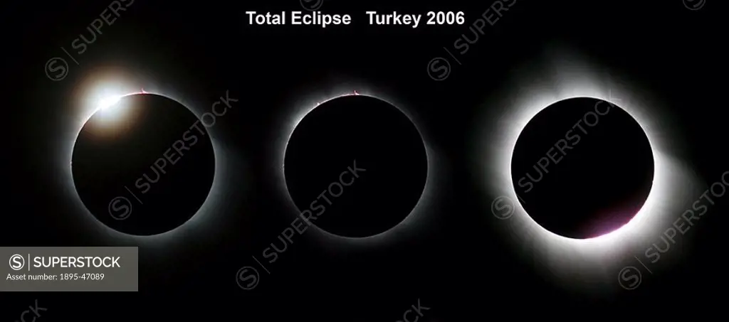 Total eclipse of the Sun, Turkey, 29 March 2006 Composition of three images taken at totality as seen from southern Turkey  Photograph by Jamie Cooper