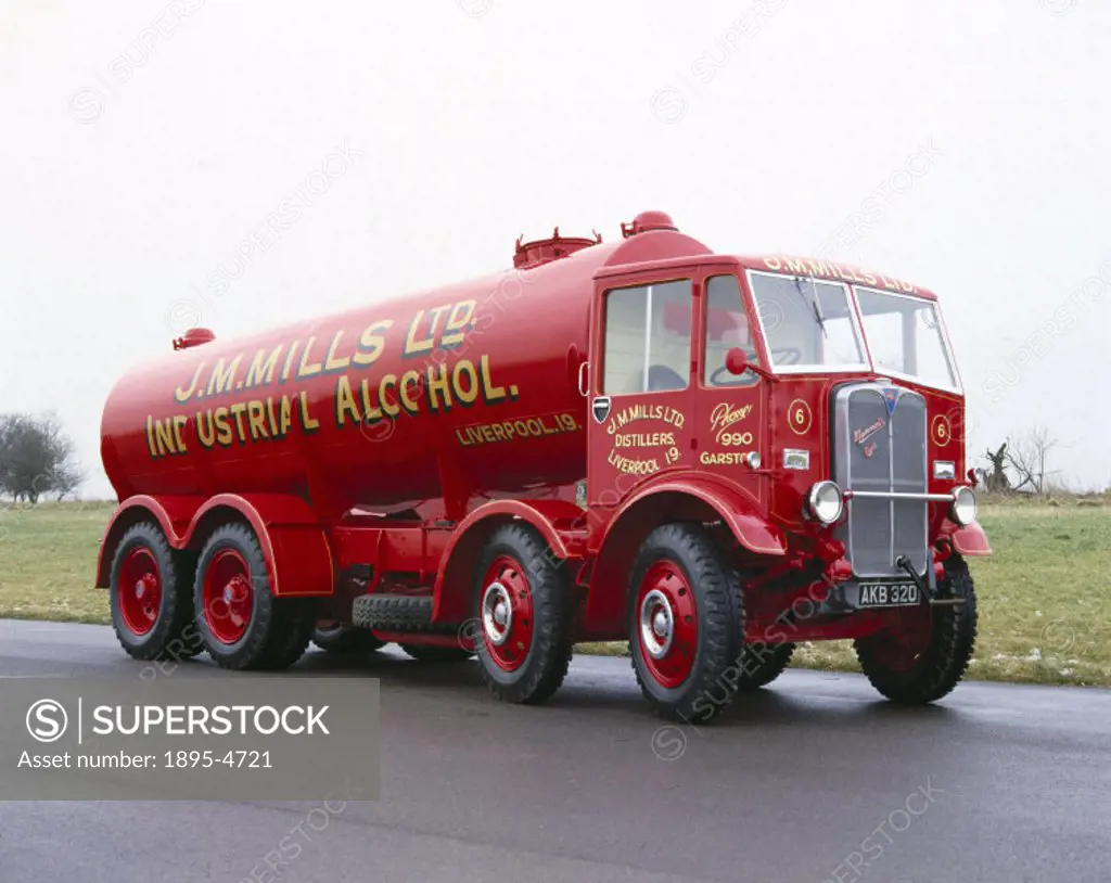 Fitted with a Tillotson cab and Thomson tank, this eight-wheel lorry was used by J M Mills Ltd, of Liverpool, for transporting industrial alcohol. The...