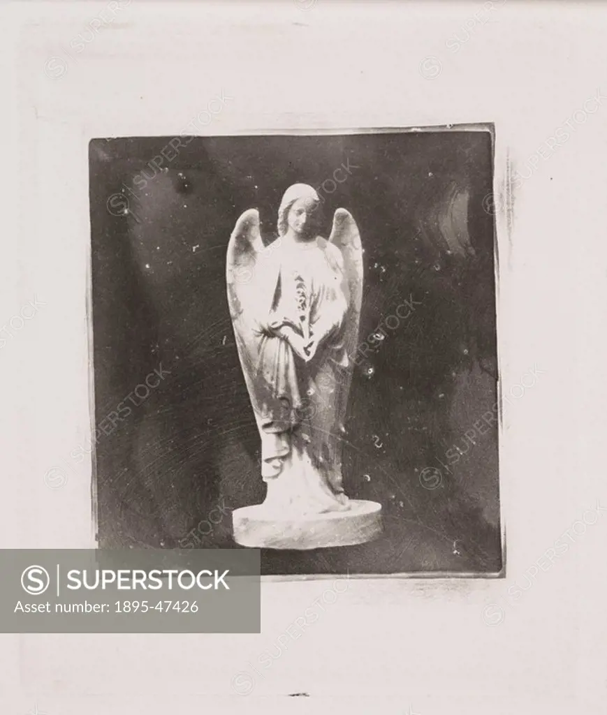 Statue of an angel, c 1853 Photoglyphic engraving from a metal plate  Photograph by William Henry Fox Talbot 1800-1877 who invented the negative/posit...