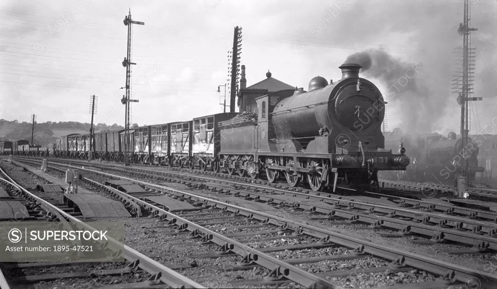 NBR steam locomotive hauling freight, c 1900s North British Railway 0-6-0, locomotive number 431 with freight wagons  The North British Railway compan...