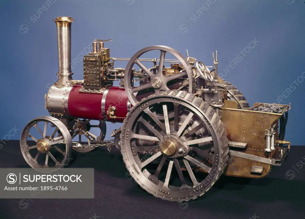 Model (scale 1:8) of a single crank compound traction engine manufactured by Charles Burrell and Sons Ltd in Thetford, Norfolk. A traction engine is a...