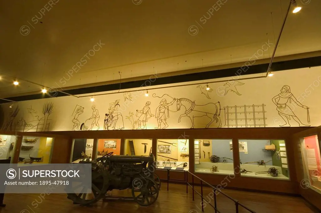 Frieze, Agriculture Gallery, Science Museum, London, 2007 Wrought iron mural panel illustrating medieval farming techniques, made by Ralph Stephenson ...