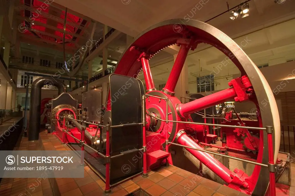 Mill engine, East Hall, Science Museum, London, 2007 This 700 hp horizontal cross compound mill engine with Corliss valves, drove up to fifteen hundre...