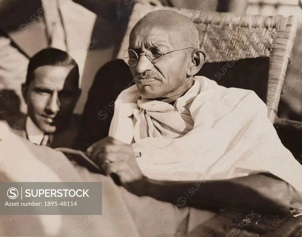 Mahatma Gandhi on board the SS Rajputana’, 1931.Gelatin silver print photograph of Mahatma Gandhi 1869_1948, taken in August or September 1931, on bo...
