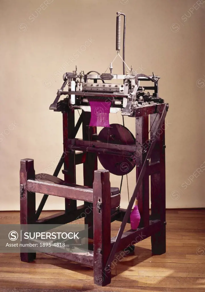 This knitting machine, although made in about 1770, is similar to the original frame invented by Reverend William Lee in 1589. Knitting, when a surfac...