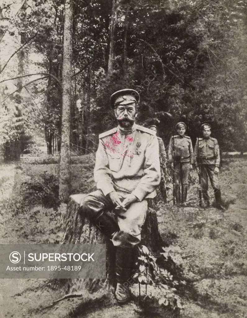 Tsar Nicholas II just before he was shot, Ekaterinburg, Russia, July 1918. The Tsar, “the Little Father”, as a captive of the Bolsheviks at Ekaterinb...