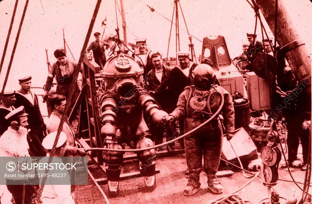 Peress ‘Tritonia diving suit, 1935.The 1_atmosphere diving suit designed by Joseph Salim Peress which was used to explored the wreck of the Lusitani...