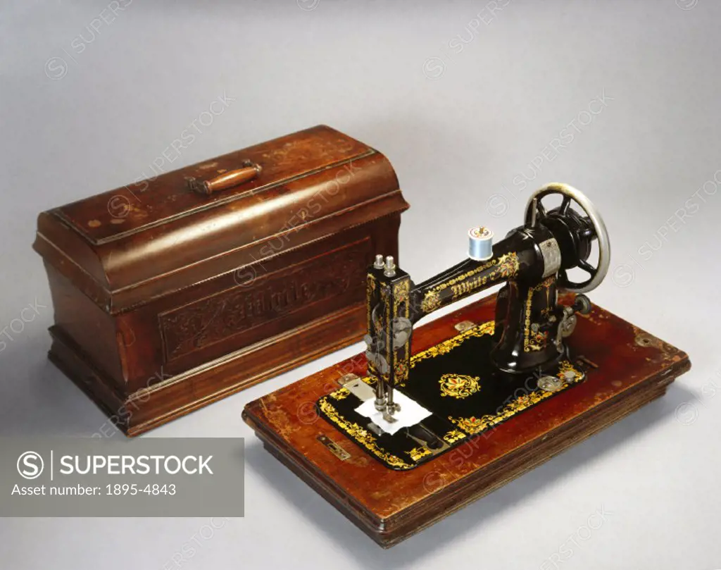 Thomas White formed the White Sewing Machine Company of Cleveland, Ohio in 1876, and this vibrating shuttle lock-stitch machine was made in the period...