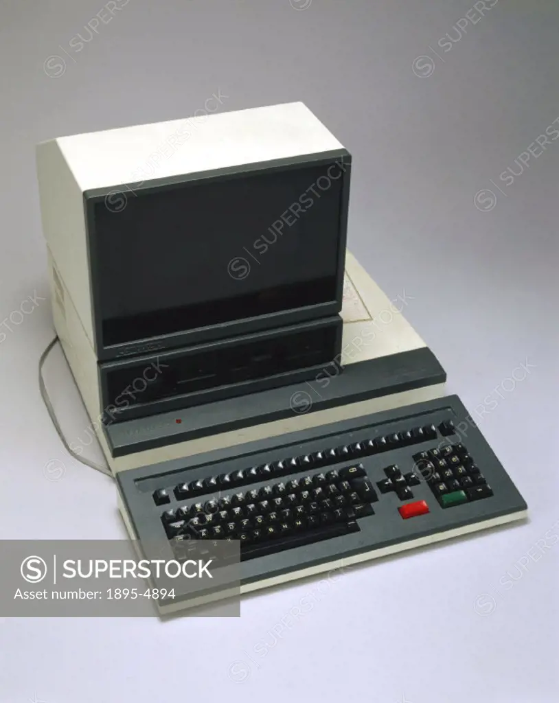 A word processor with twin disk drive, VDU, keyboard and mains lead, made by Compucorp (Ireland) Ltd. Word processors first appeared in the 1970s, and...