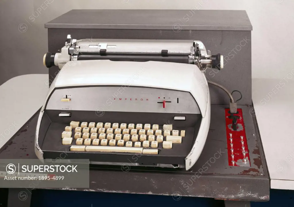 Royal-Typer automated typewriter, 1960s.Royal-Typer automated typewriter introduced by the Royal McBee Corporation in 1960. Combines the functions of ...