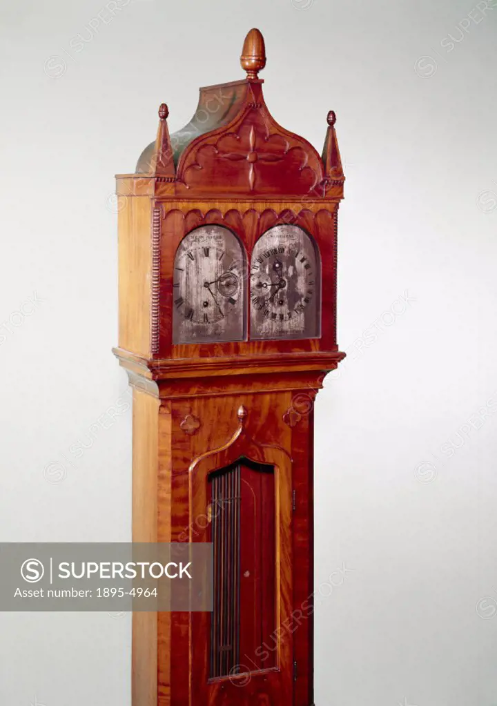 Designed by Joseph Vines and made by Walsh of Newbury, Berkshire, this clock indicates solar time on one set of dials and sidereal time on the other. ...