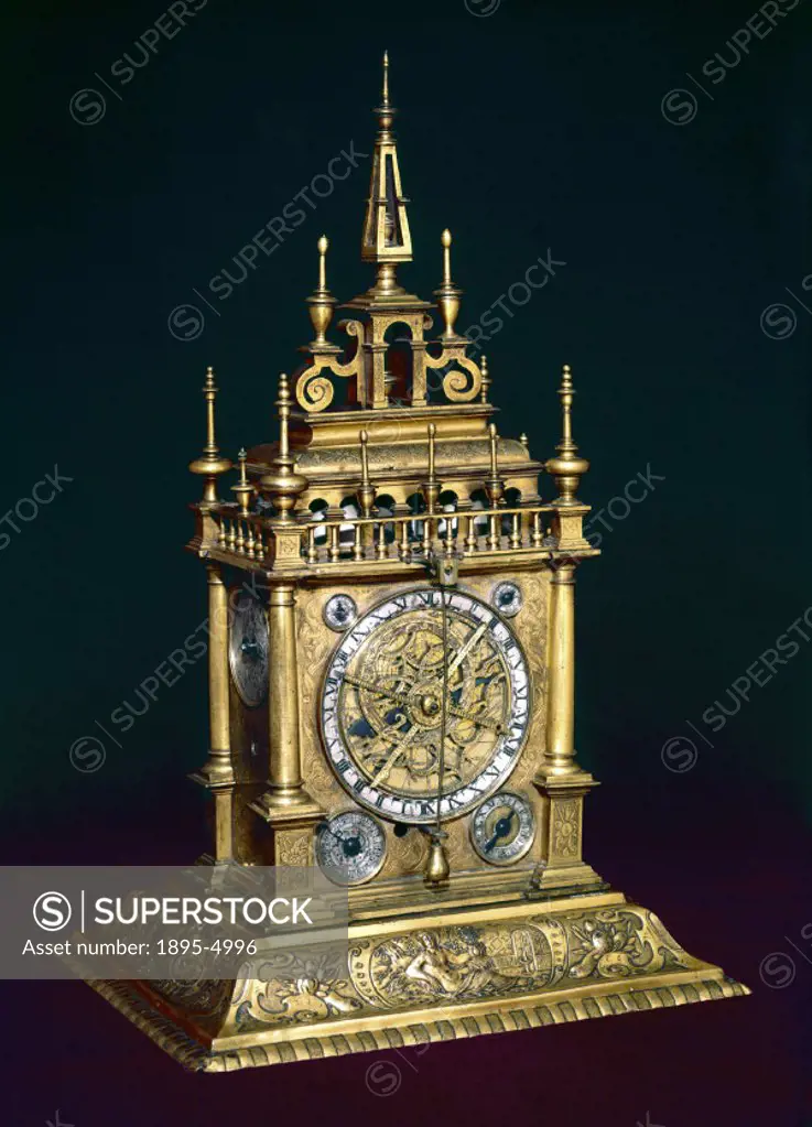 Clocks of this type were being made in Innsbruck, Vienna, and in Augsburg and other parts of Germany during the late 16th and early 17th centuries. Th...