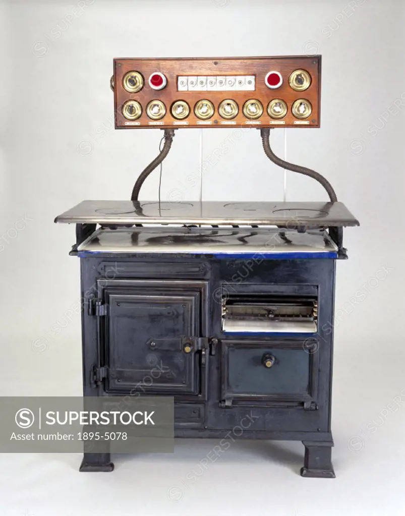 Showing switches and fuseboard. This massive cast-iron cooker is typical of its day. It was originally installed as Croydon´s first electric cooker in...