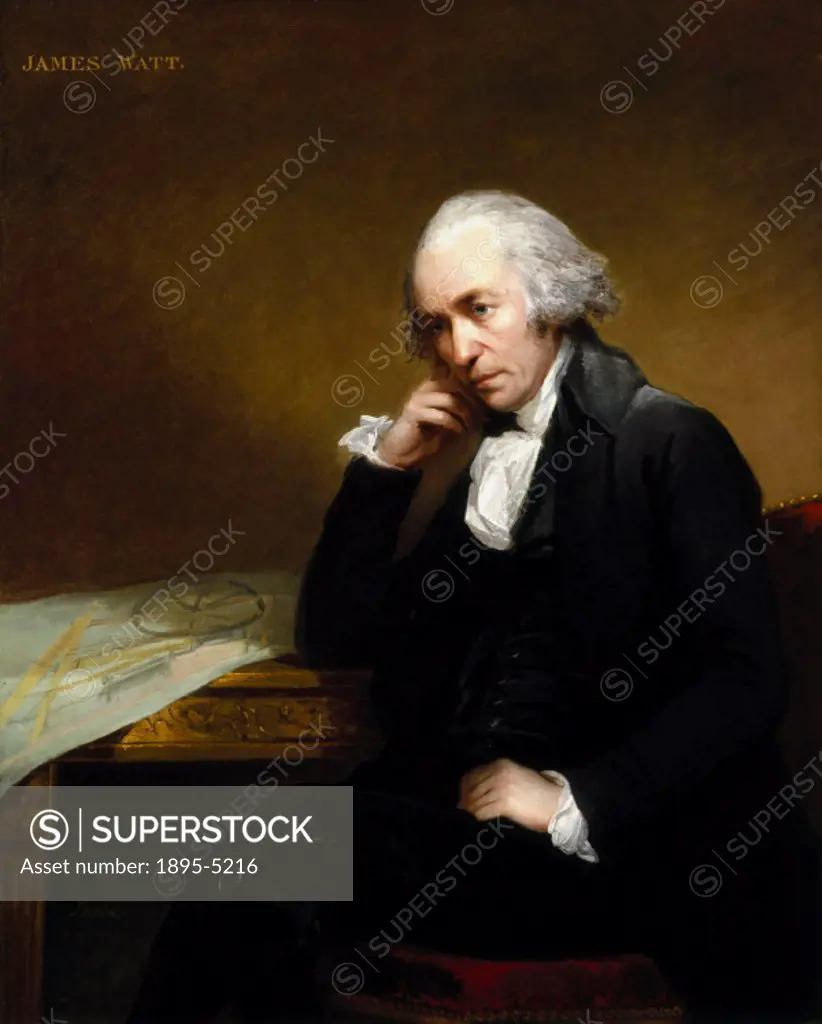Oil painting by Carl Fredrik von Breda of James Watt (1736-1819), the inventor of the improved steam engine and perhaps the greatest of British engine...