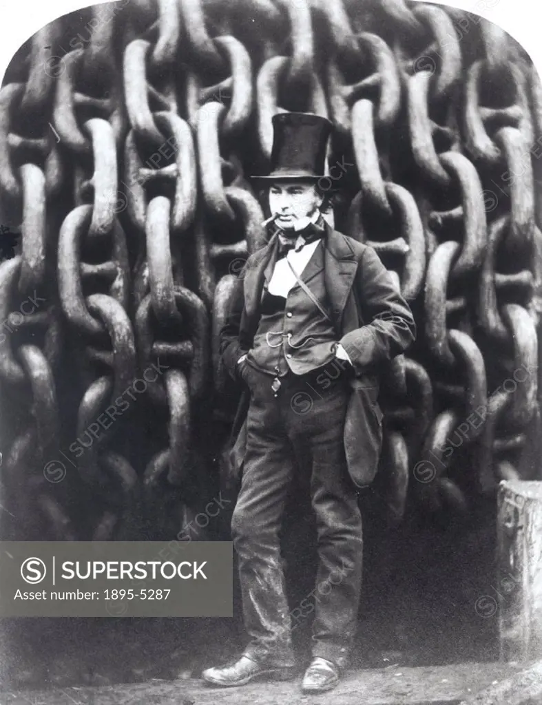 Photograph of Isambard Kingdom Brunel (1806-1859), English inventor and civil engineer. On leaving school in 1822 he worked alongside his father Marc ...