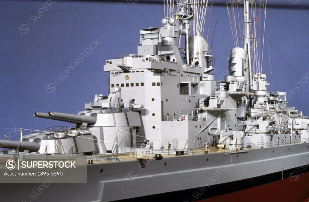 Model (scale 1:64). The ´Vanguard´ was the largest warship ever built in Britain and the last battleship to serve in the Royal Navy. She was 814.3 ft ...