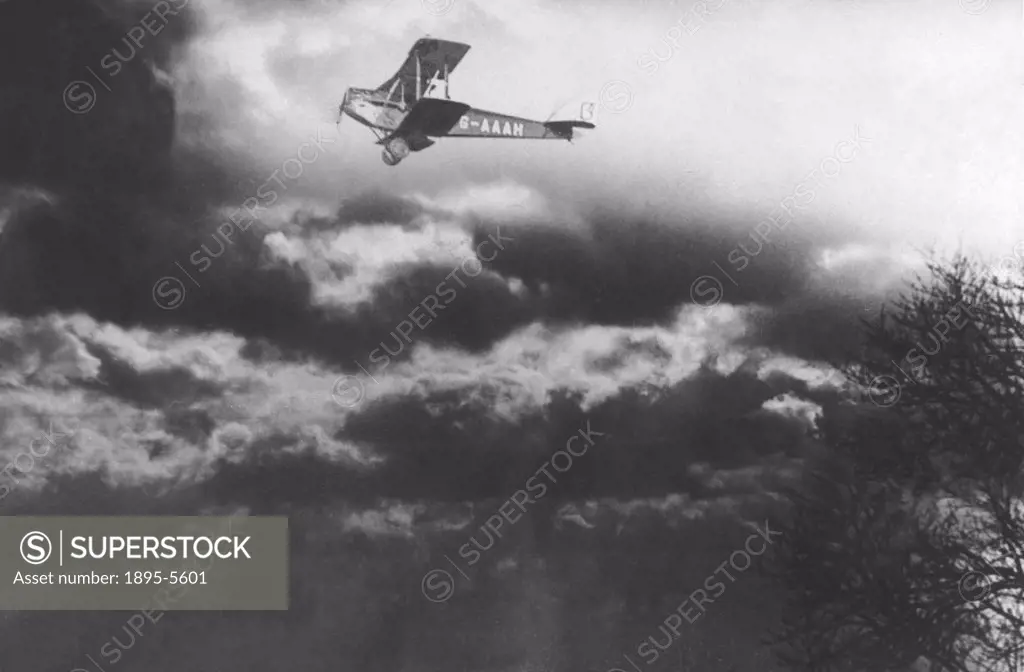 ´Amy Johnson´s (1903-1941) aeroplane, ´Jason´, in the clouds shortly before she left England on her way to Australia. It was after this flight that sh...