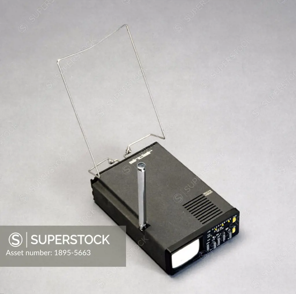 This multi-standard UHF/VHF miniature television was made by the British inventor Sir Clive Sinclair (b 1940). It measures just 10.2cm x 15.2cm  x 3.8...