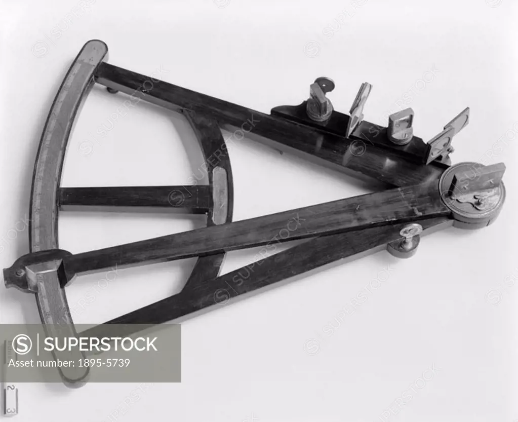 Early example of an octant designed by Hadley in about 1730. An octant is used in surveying and in navigation to measure the angle between two objects...