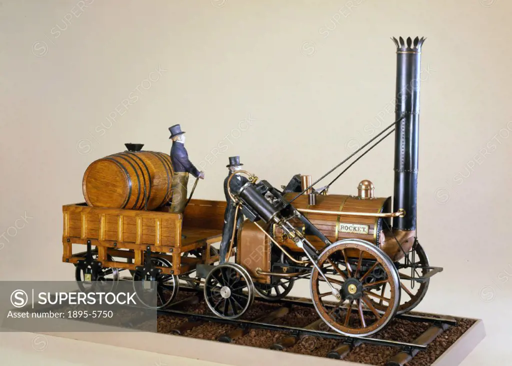 The locomotive represented by this sectioned model (scale 1:8) was designed and built by Robert Stephenson (1803-1859) and George Stephenson (1797-187...