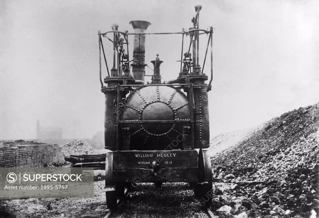 Photograph of ´Wylam Dilly´ taken in 1862. This locomotive, with its sister locomotive ´Puffing Billy´, is the earliest surviving locomotive in the wo...