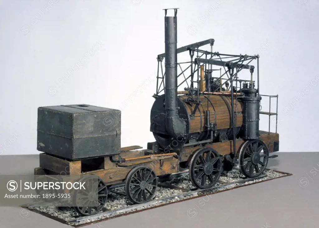 Model representing the locomotive designed and built by colliery official William Hedley (1779-1843), for use at Wylam Colliery in the north-east of E...