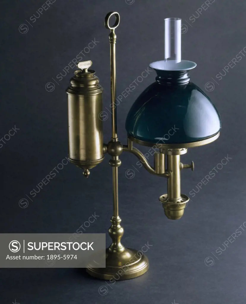 The lamp could be adjusted in height to suit the user and included a green shade to reduce glare. Variations on this reading lamp design continued to ...