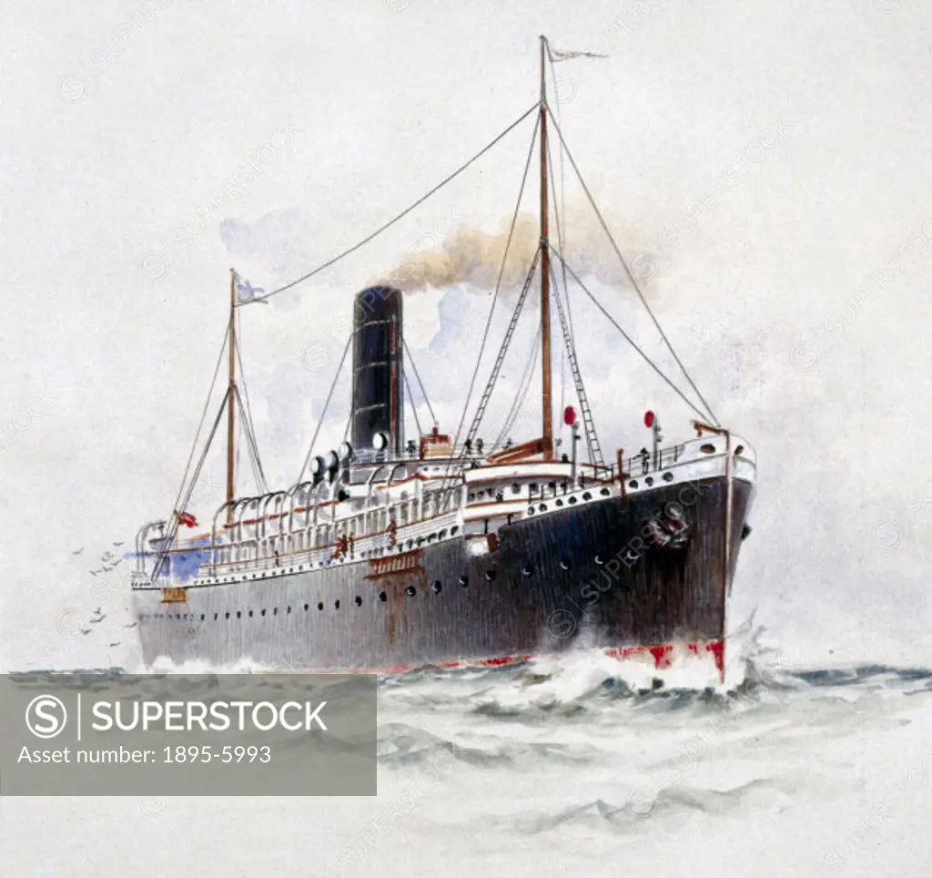 Detail of an unknown ship of the Cunard steamship fleet, from a watercolour sectional drawing of the SS ´Caronia´, 1904. The Cunard Steamship Company ...